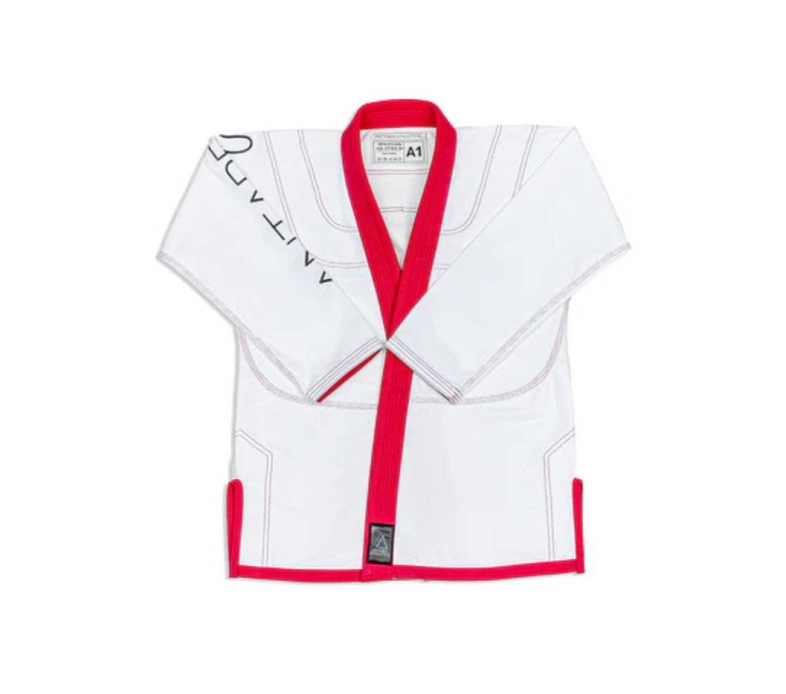 Kids - Warrior White and Red Brazilian Jiu Jitsu Gi
