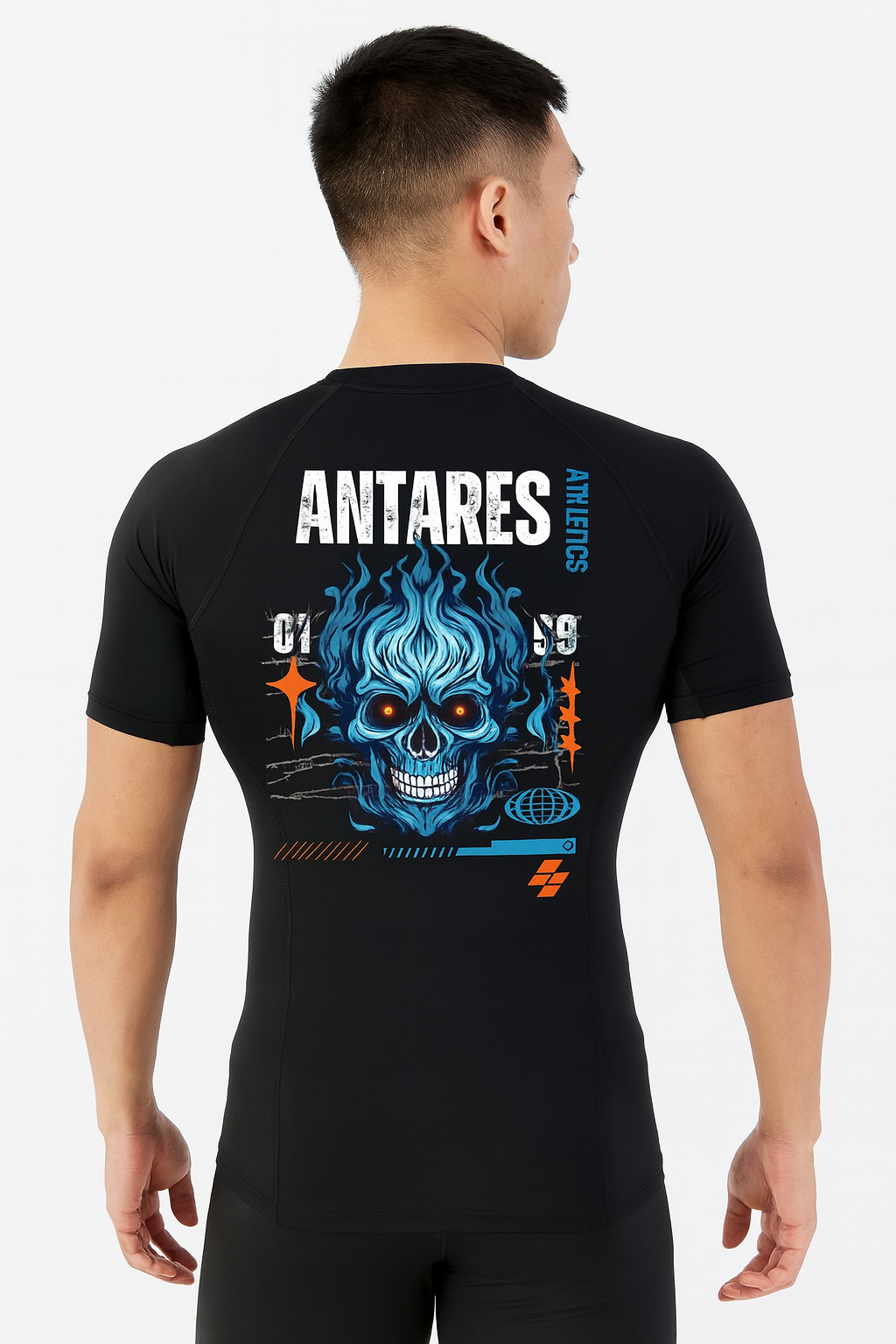 Blue Skull Brazilian Jiu Jitsu Rashguard - Half Sleeve