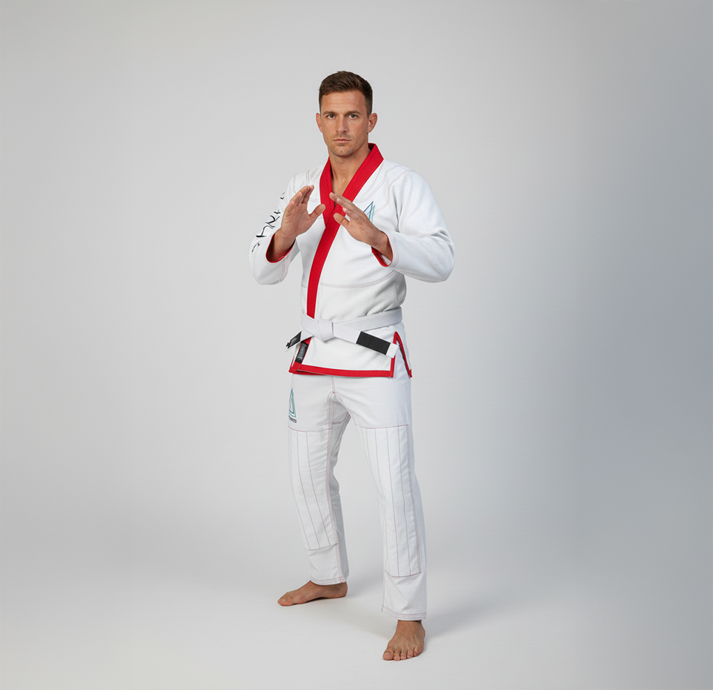 Warrior White and Red Brazilian Jiu Jitsu Gi