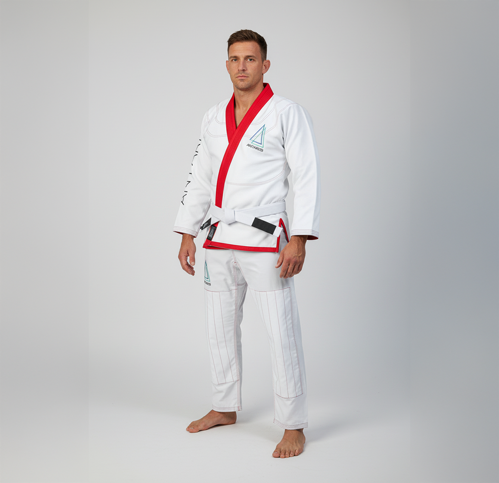 Warrior White and Red Brazilian Jiu Jitsu Gi