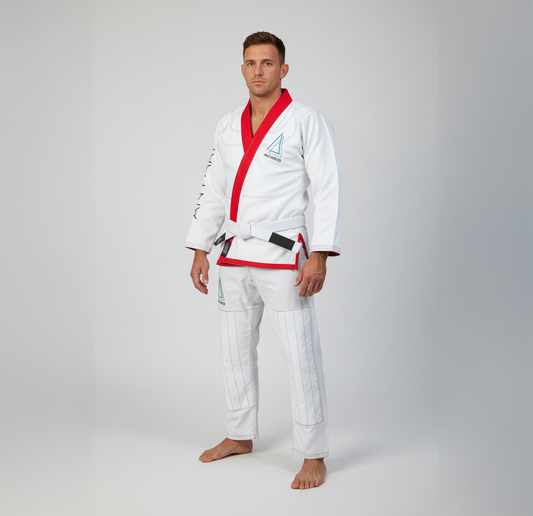 Warrior White and Red Brazilian Jiu Jitsu Gi