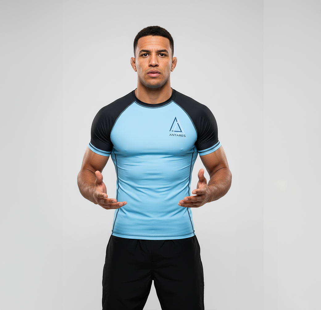 Light Blue Brazilian Jiu Jitsu Rashguard - Half Sleeve