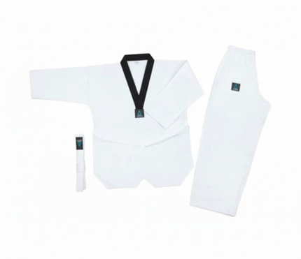 Black V- Taekwondo Dobok (White Belt Included)