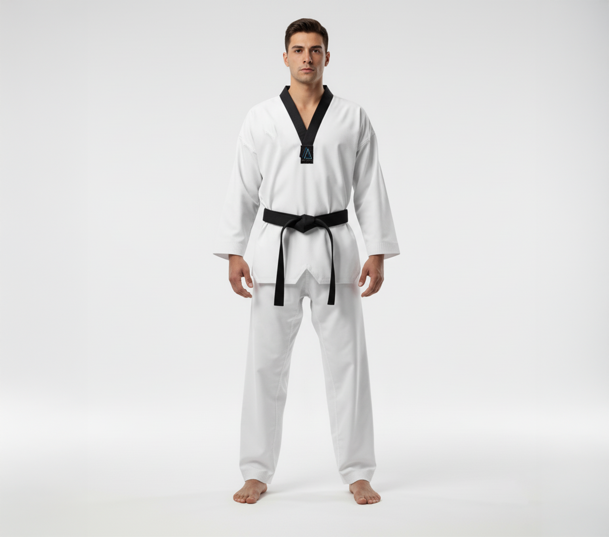 Black V- Taekwondo Dobok (White Belt Included)